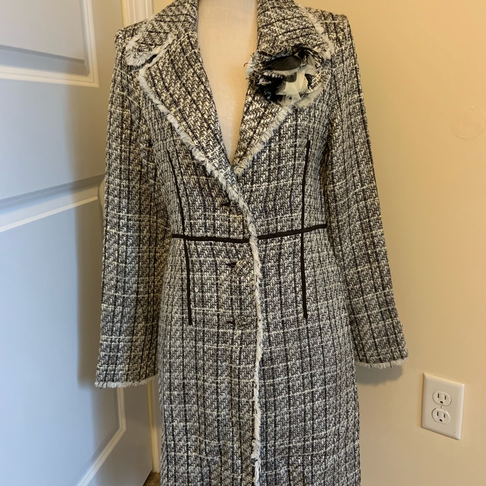 Brown & White Long Tweed Jacket